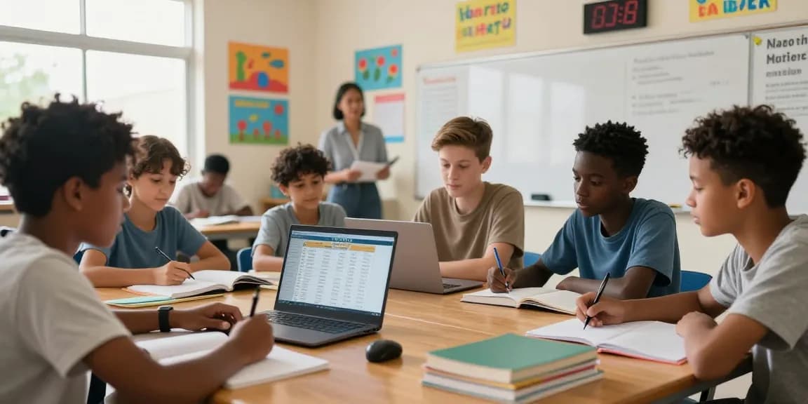 2026 WAEC timetable study session with students collaborating in a bright classroom setting.
