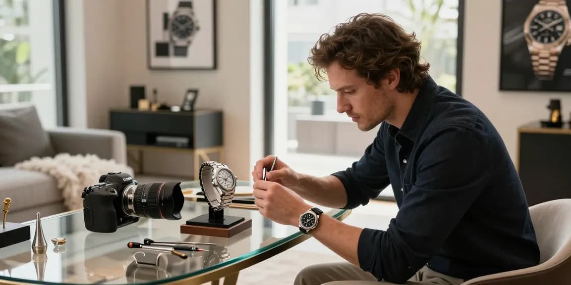 Discovering exquisite replica watches in a luxurious setting, emphasizing craftsmanship and attention to detail.