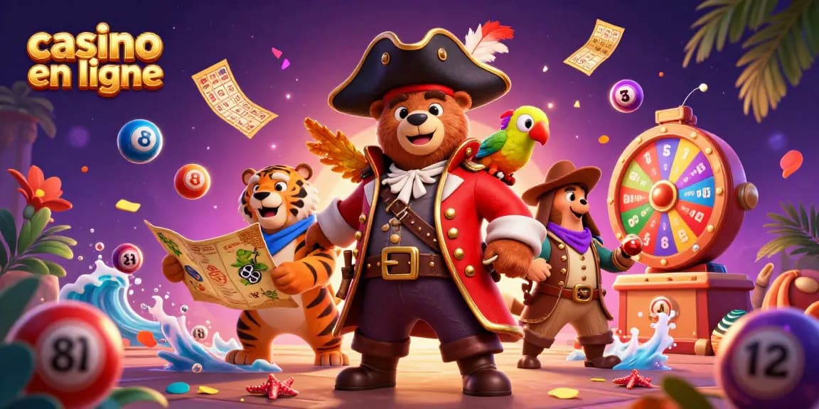 Vivez l'excitation du casino en ligne avec un ours capitaine pirate et un tigre premier maître.