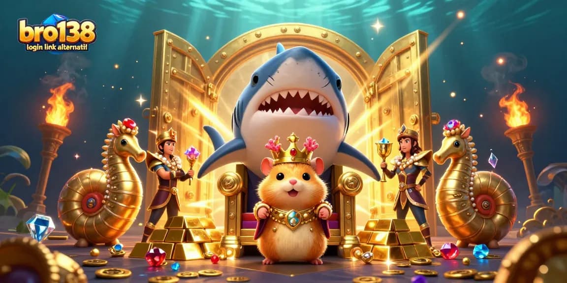 Play slots with ease on bro138 login link alternatif while exploring a rich underwater treasure scene.