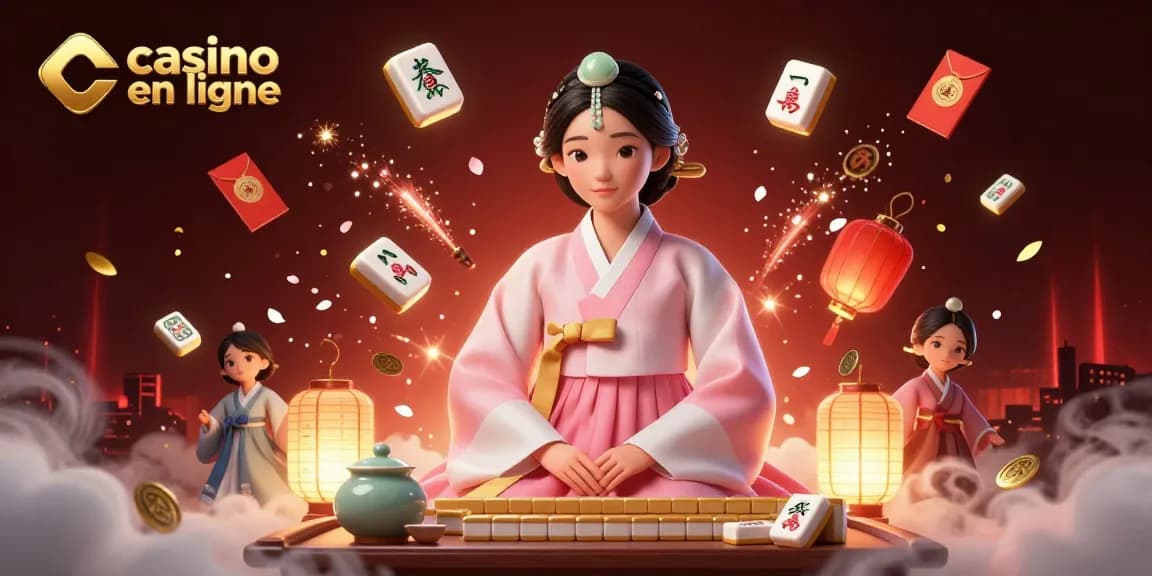 Vivez une ambiance de casino en ligne enchanteresse avec des personnages élégants et des éléments de jeu vibrants dans une scène 3D.