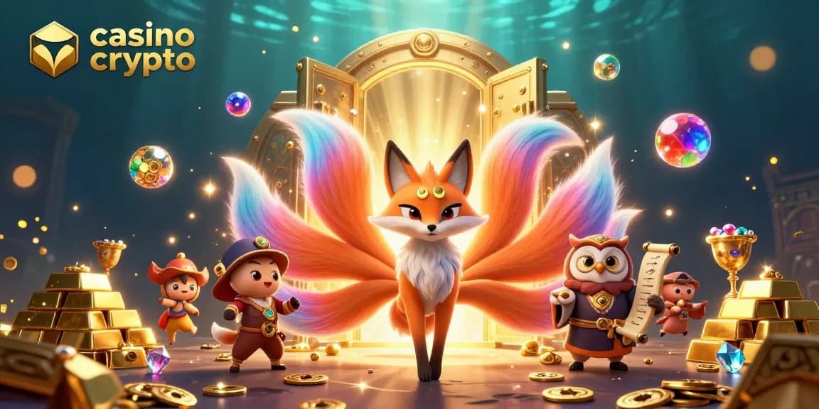 Jouez à des jeux passionnants sur un casino crypto avec des personnages animés et des trésors éclatants.