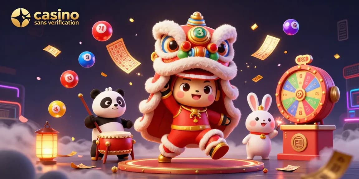 Jouez à des jeux dans un casino sans vérification avec des personnages animés et des éléments festifs.