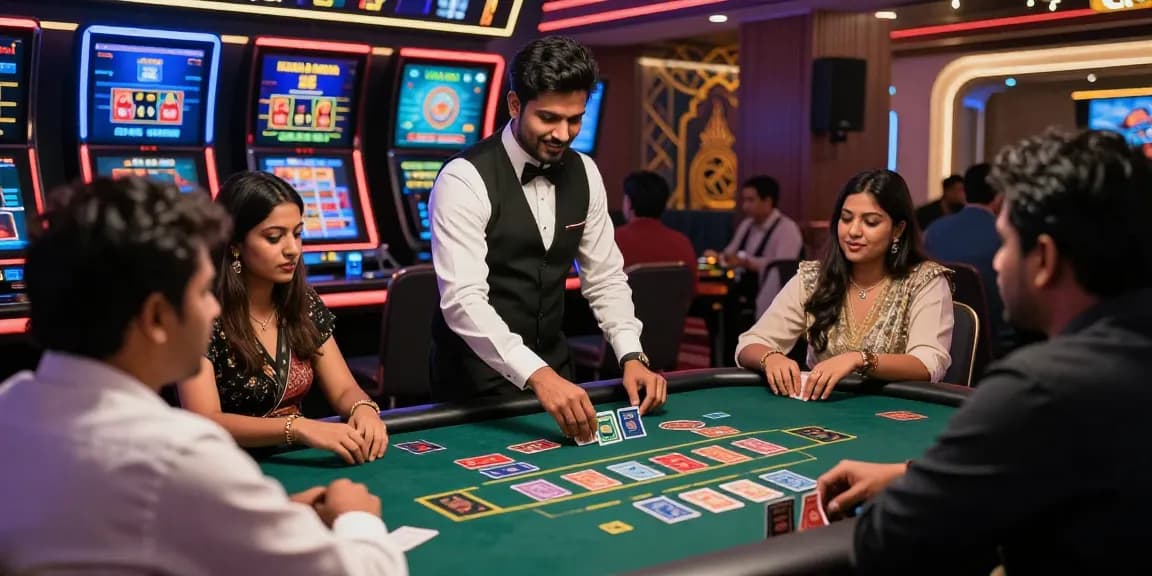 Engaged players enjoying the andar bahar game at a vibrant live casino.