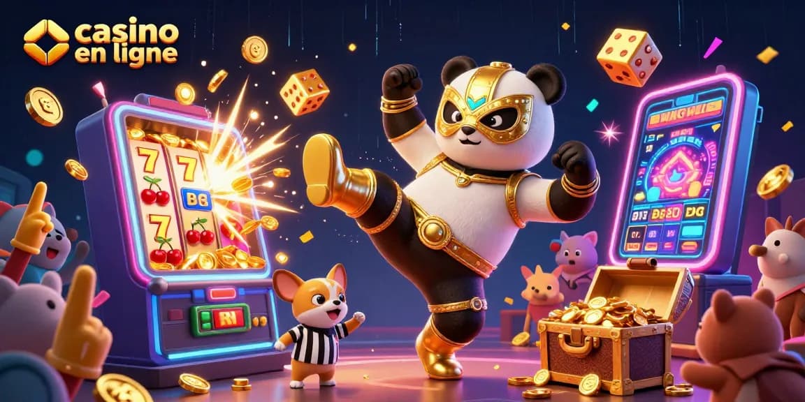 Vivez l'expérience du casino en ligne avec un panda catcheur et des jeux explosifs.