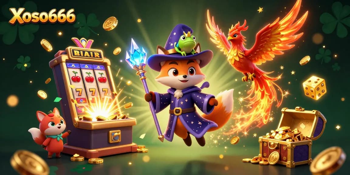 Experience the thrilling world of Xoso666, with vibrant characters and exciting casino elements bursting with energy and rewards.