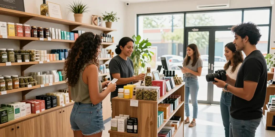 Where Can I Legally Buy Cannabis In Merida? Customer engaging at a modern cannabis dispensary
