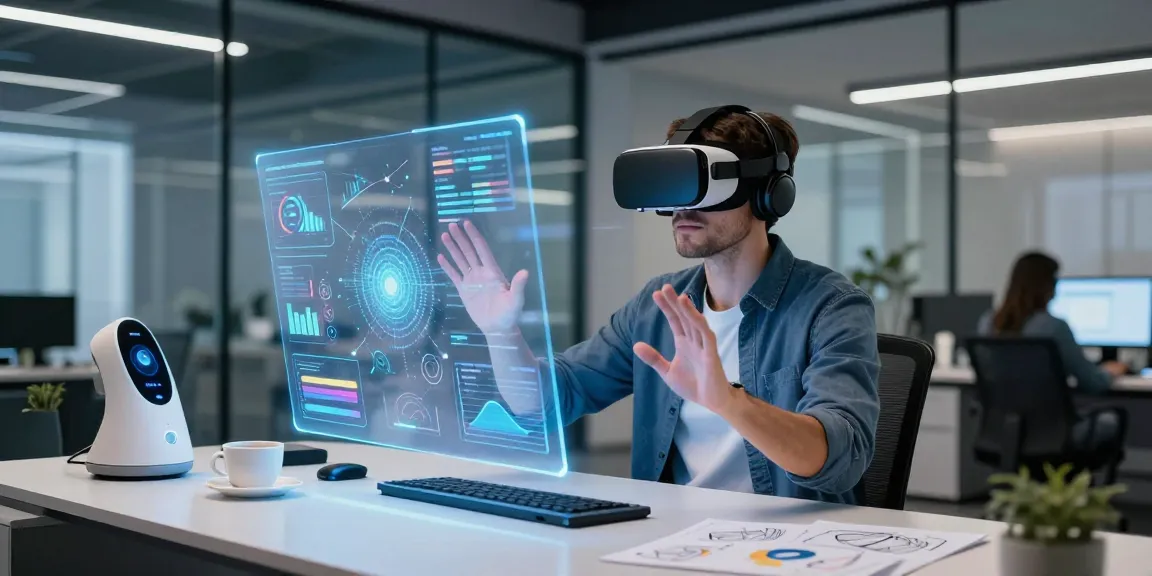 Immersive NAGA2000 virtual reality technology scene in a high-tech workspace.
