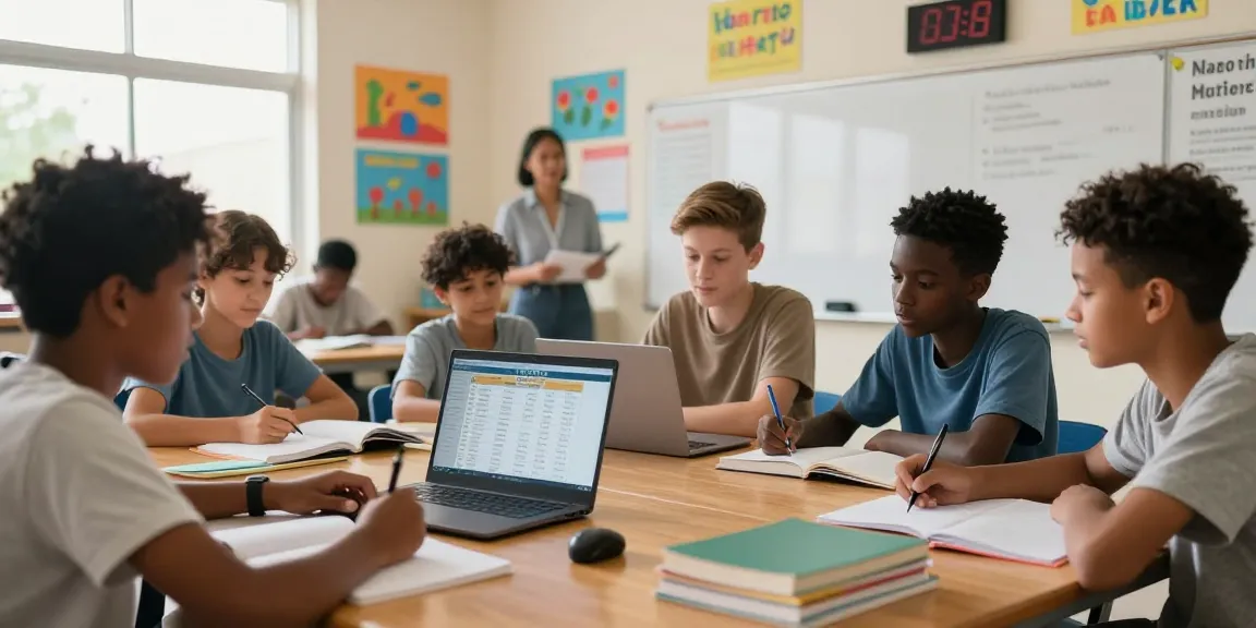 2026 WAEC timetable study session with students collaborating in a bright classroom setting.