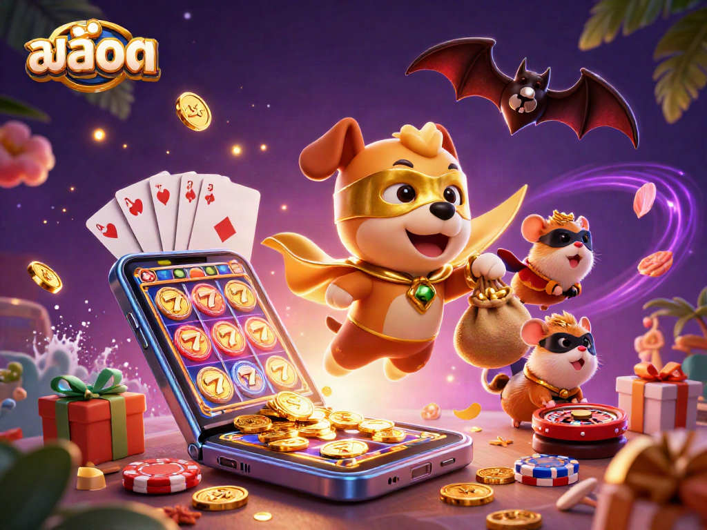 Engage in thrilling สล็อต action with a superhero dog, gold coins, and dynamic game elements!