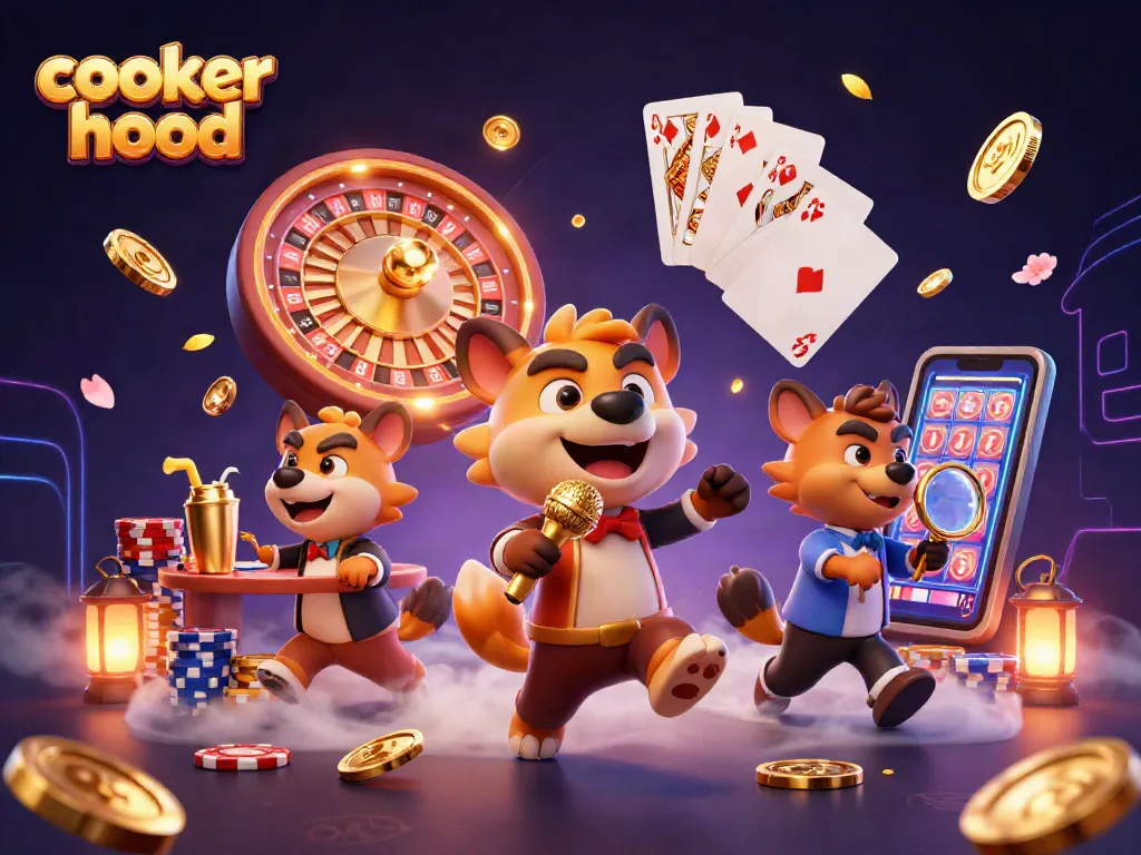 Engage in exciting gaming with the cooker hood serving as a vibrant casino backdrop.