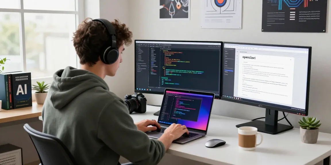 Developer utilizing openclaw skill in a modern tech workspace with dual monitors and coding tools.