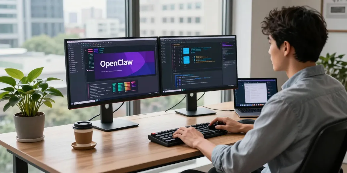 Developer coding on OpenClaw software at modern workspace