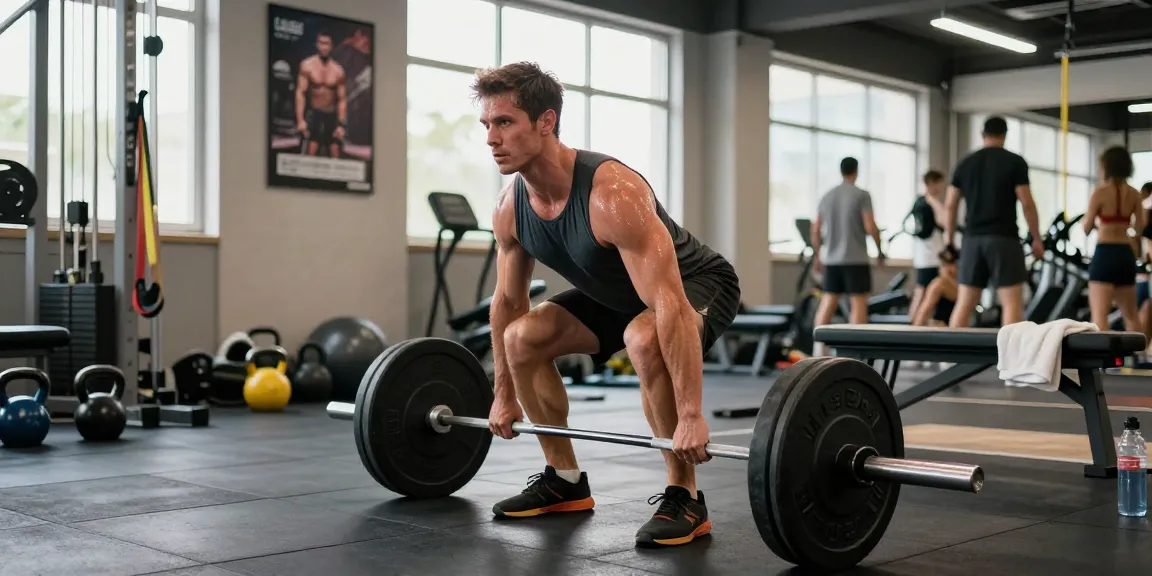 Astera Shop features athletic man deadlifting weights in a dynamic gym setting showcasing fitness and training.