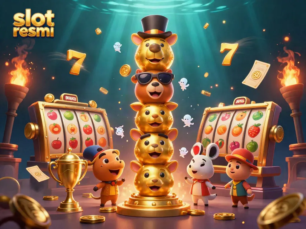 Experience the vibrant world of slot resmi with colorful 3D slots, dynamic characters, and festive casino elements.