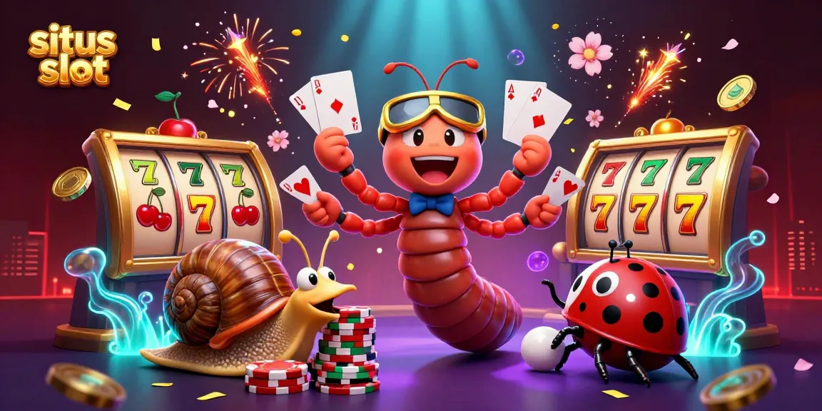 Engage in the excitement of situs slot with a vibrant 3D casino scene filled with rich elements and characters.