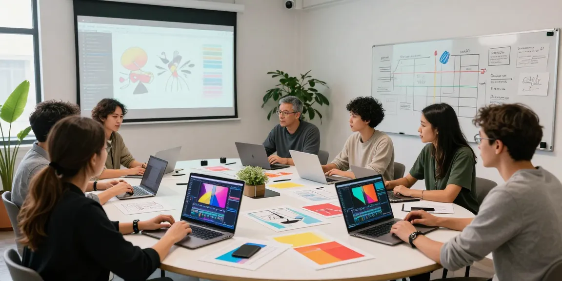 Creators using seedance 2.0 in a vibrant studio, showcasing teamwork and creativity.