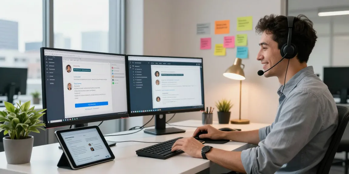 Friendly IT specialist providing Telus-Technical-Support in a modern office setting.