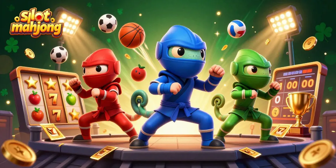 Experience slot mahjong with 3D ninja chameleons mastering martial arts and dynamic game elements.