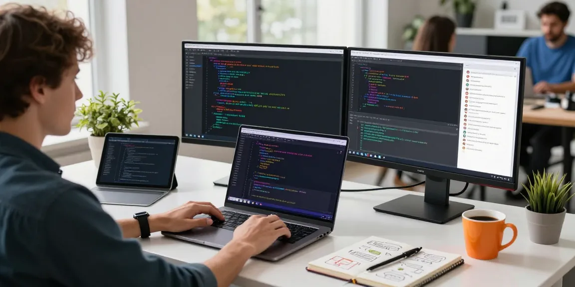 telegramin-cn.com developer workspace showcasing coding and collaboration elements