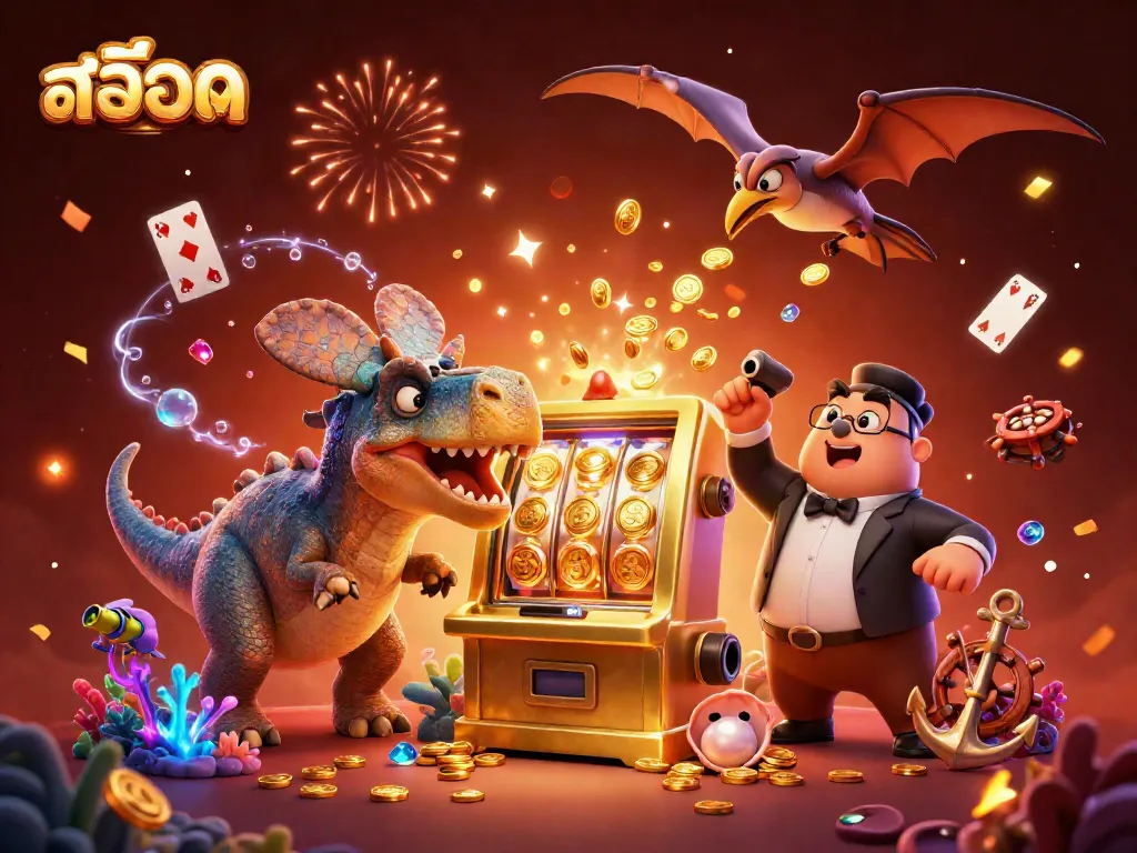 สล็อต jackpot ที่พ่ายแพ้ด้วยหัวถั่วพชน เหรียญทองที่ตกจากสล็อตถูกจับโดย pteranodon