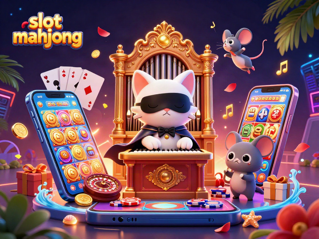 Spin colorful slot mahjong reels in this vibrant 3D casino atmosphere.