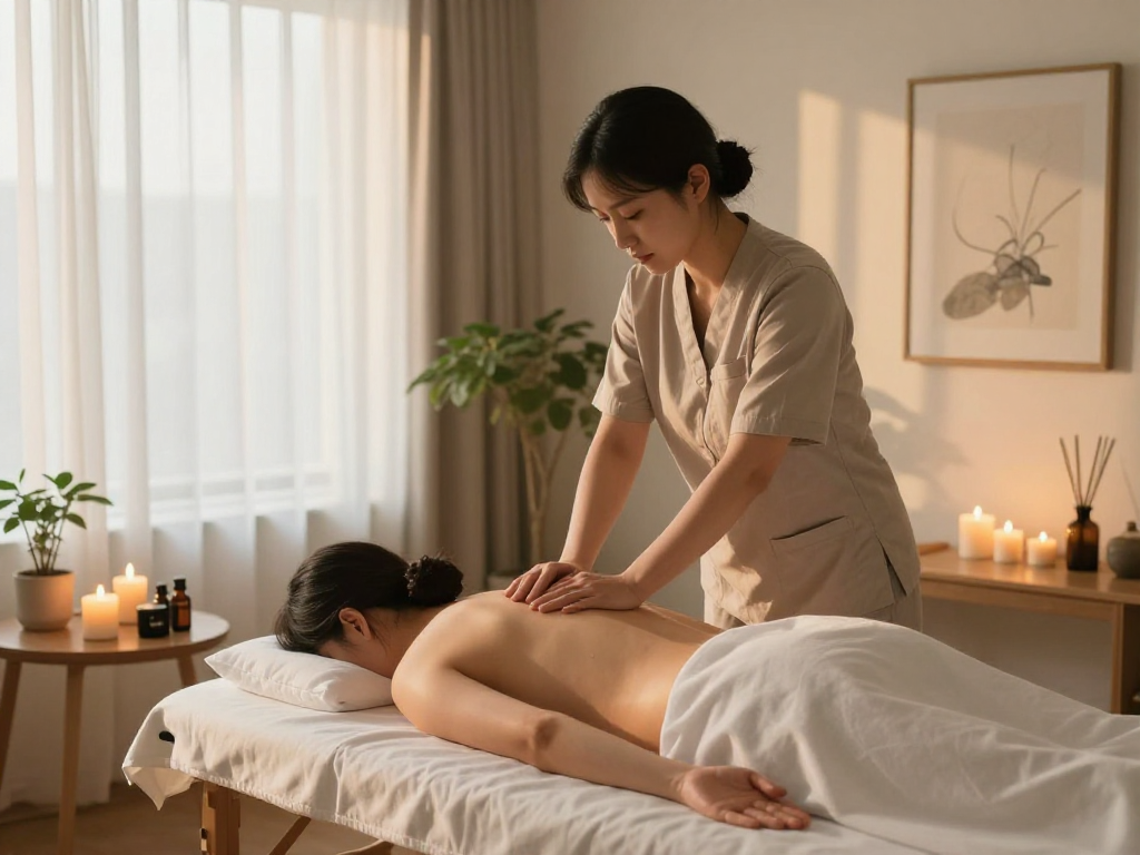 Relaxation and healing during 서울출장마사지 in a calming home environment.
