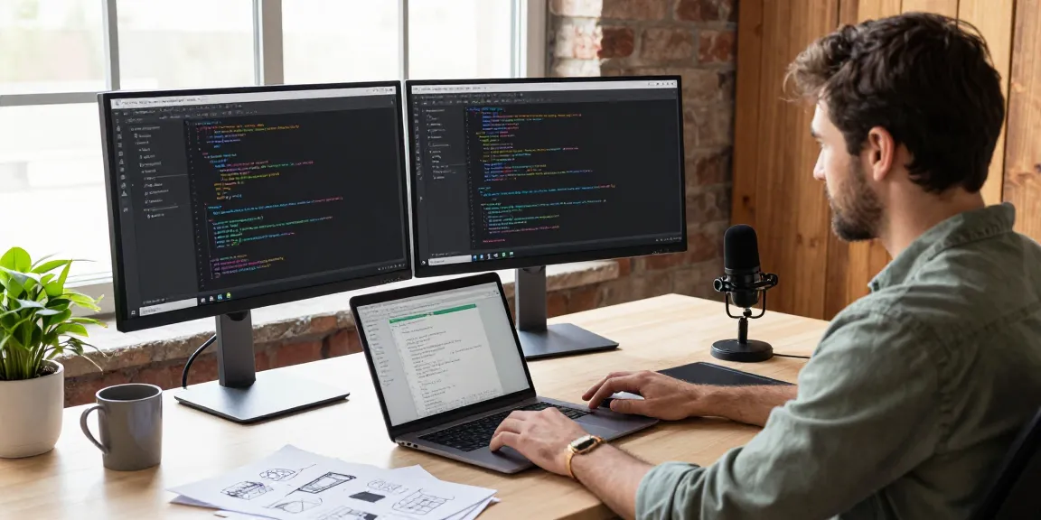 Workspace scene showcasing snipaste官网 usage with dual monitors, coding, and modern tech elements.