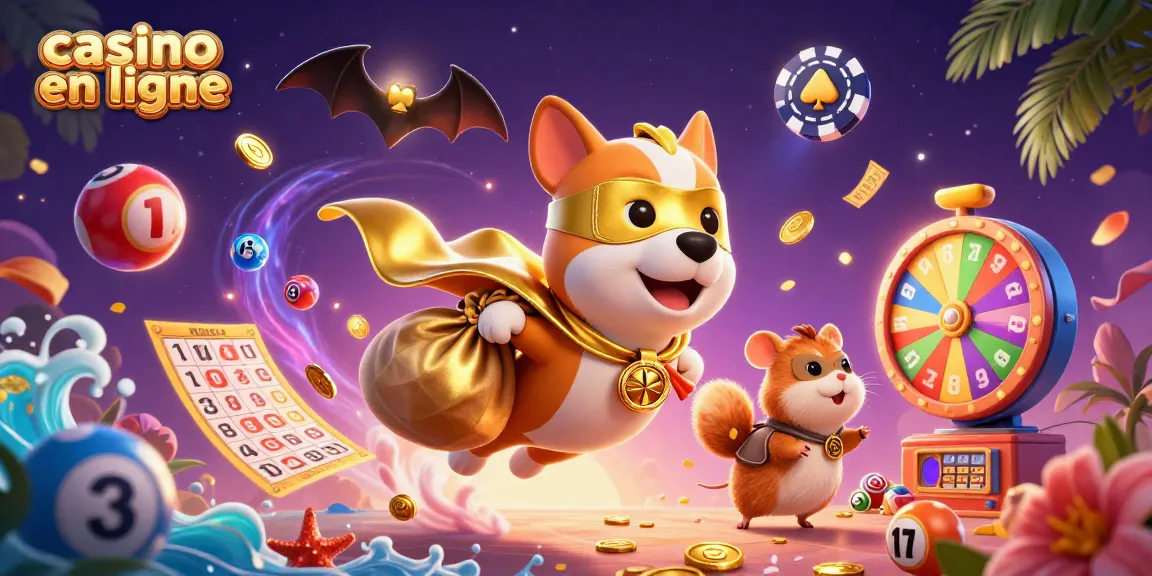 Vivez un divertissement palpitant au casino en ligne avec un chien super-héros et des éléments de jeu vibrants.