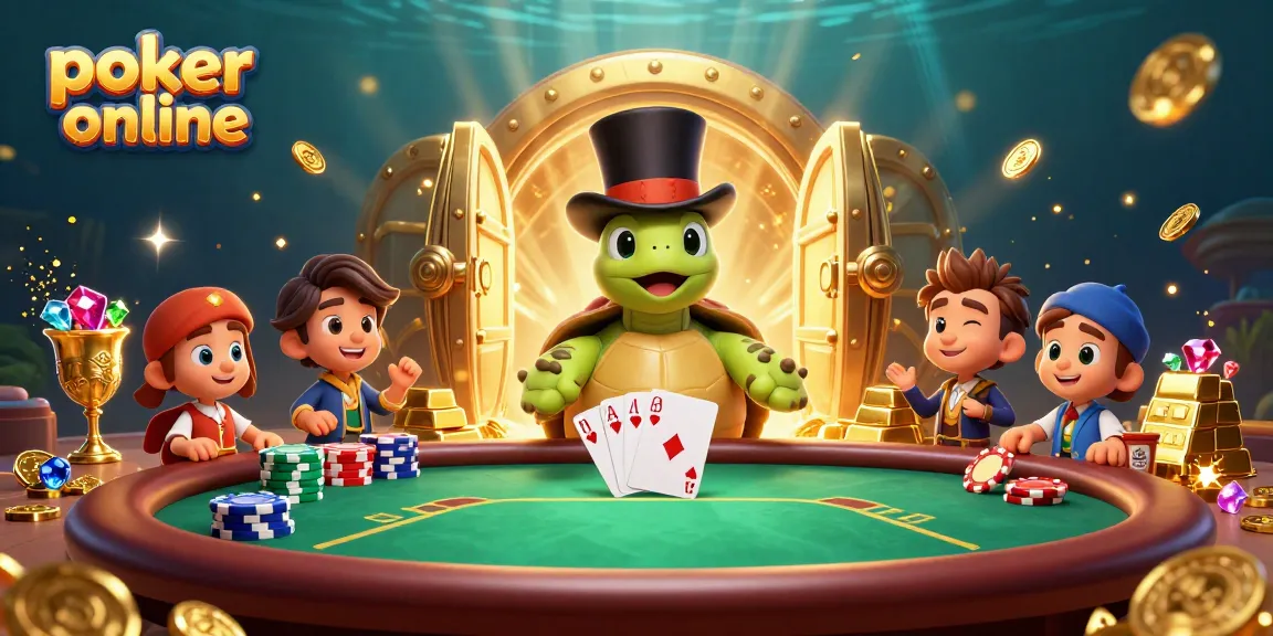 Jouer au poker en ligne avec des gains illustrés par des jetons et des trésors scintillants.