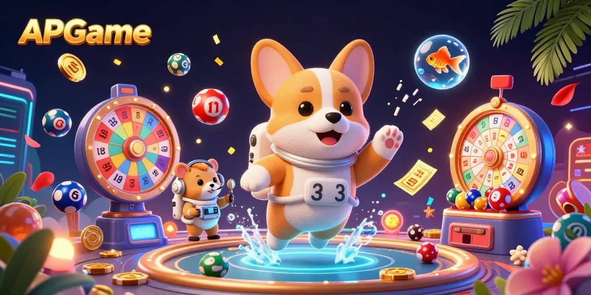 Experience APGame with a vibrant 3D casino scene, featuring playful characters and dynamic gaming elements.