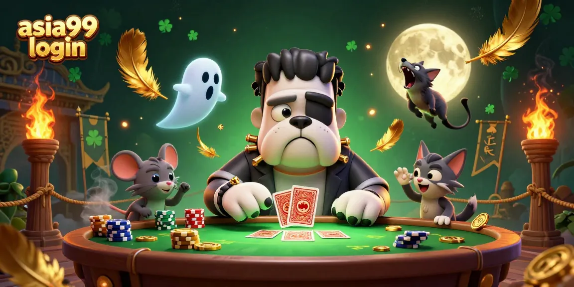 Experience thrilling gameplay at asia99 login with a spooky 3D casino scene featuring engaging monsters and vibrant graphics.