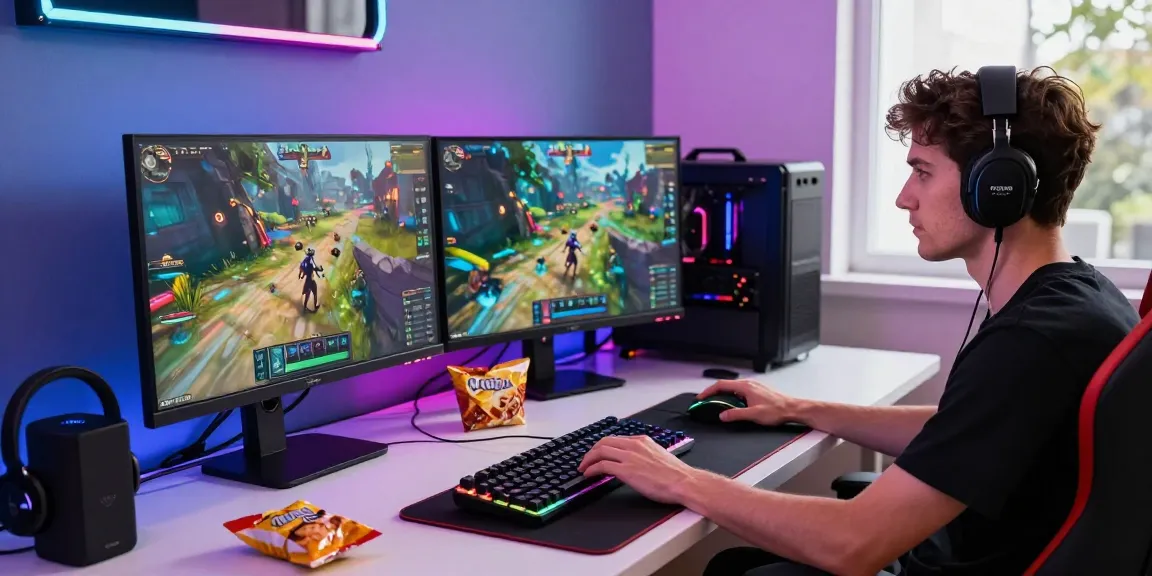 Engaged gamer experiencing pakde4d in an immersive modern gaming setup with vibrant visuals.