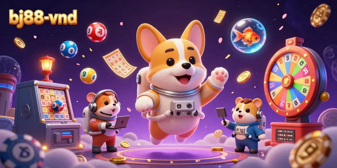 Experience excitement at bj88-vnd with vibrant gaming elements and captivating characters in a dynamic casino scene.