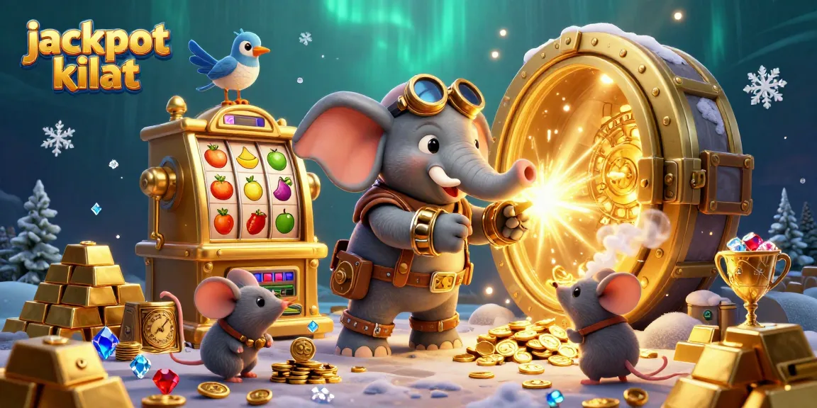 Spin the jackpot kilat slot machine amidst a rich treasure scene filled with gems and gold.