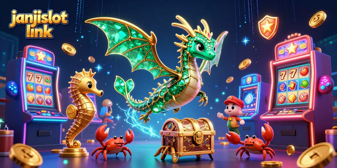 Engage with the janjislot link using colorful slot machines and dynamic casino elements in a 3D fantasy scene.
