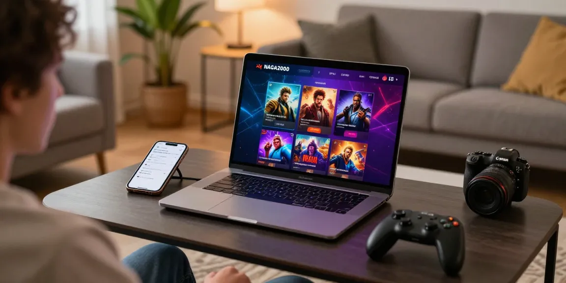 Engaging user logging into the NAGA2000 iGaming platform in a stylish living room, showcasing a modern gaming experience.